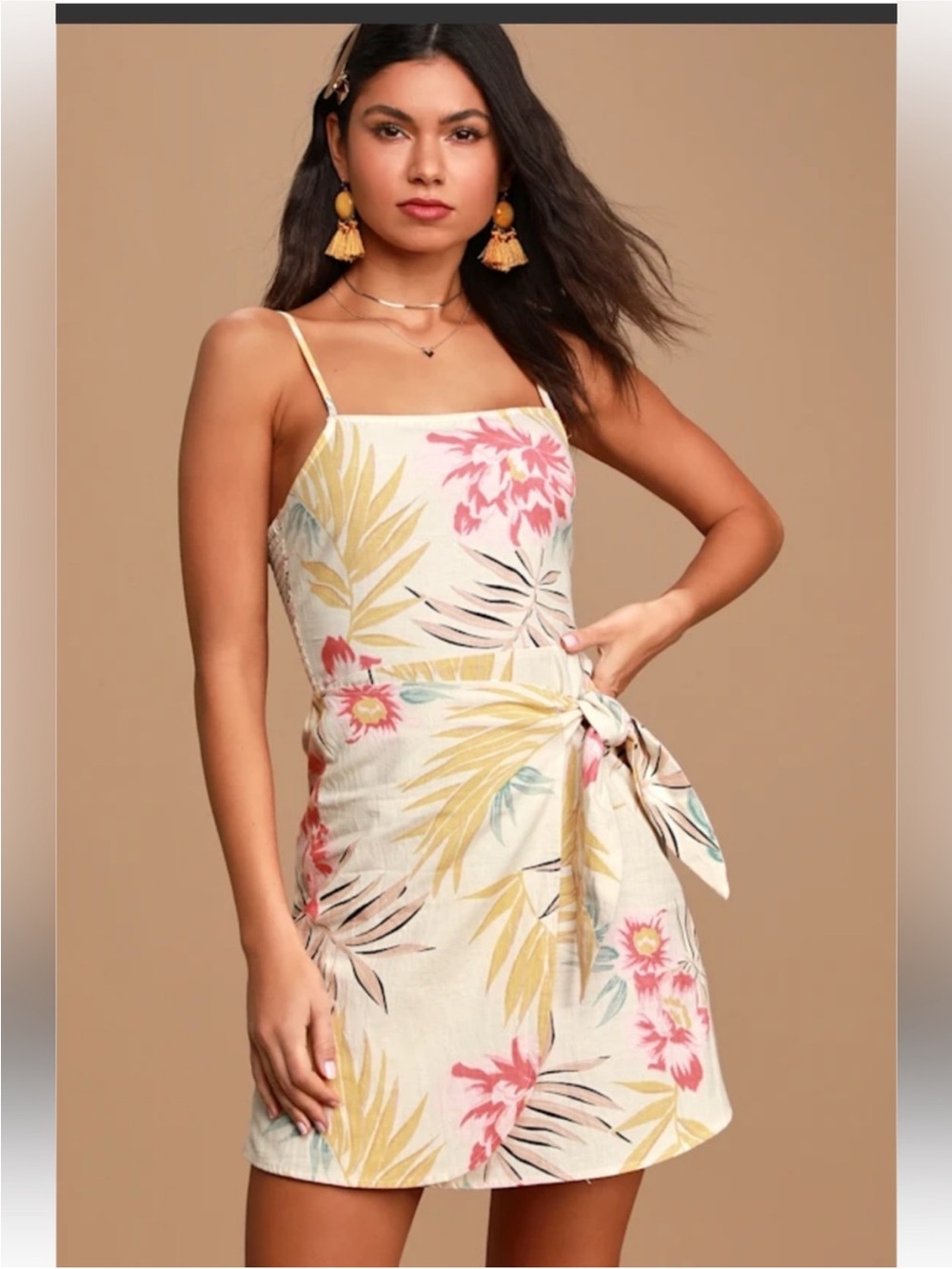 Billabong Floral Tie-Waist Mini Dress -
